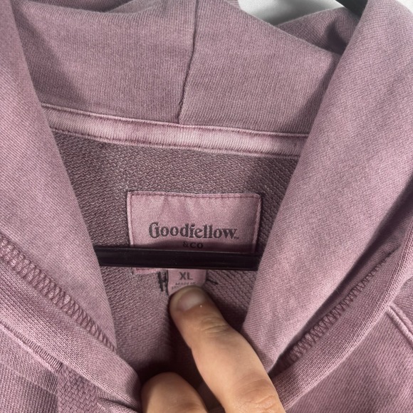 Goodfellow & Co Men's Garment Dyed Lightweight Pullover Hoodie Mauve Purple - Picture 3 of 4